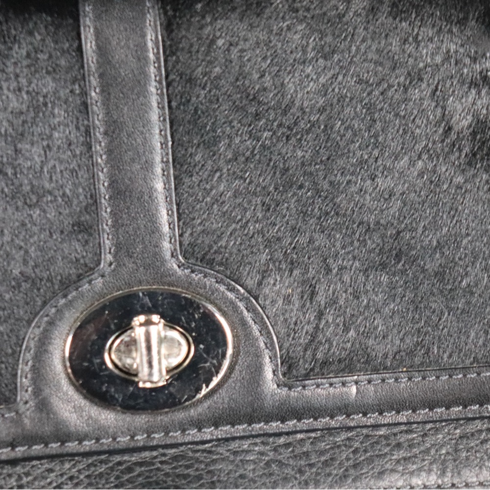 RARE Coach Legacy Black Calf Hair and Leather Duffle Bag Style 21158 - Picture 6 of 14